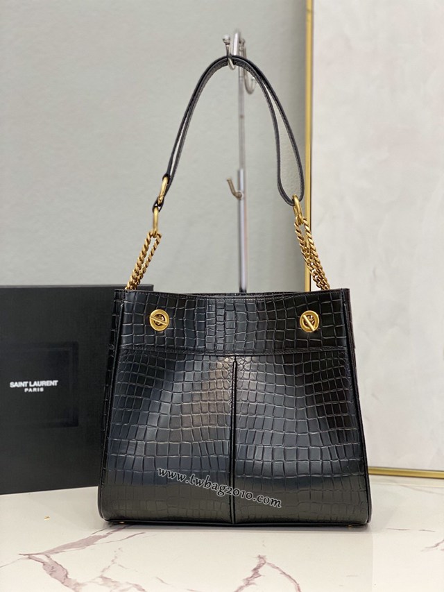 YSL专柜款女包 聖羅蘭經典款CLAUDE鱷魚紋壓印皮革購物包 640281  jjh1121